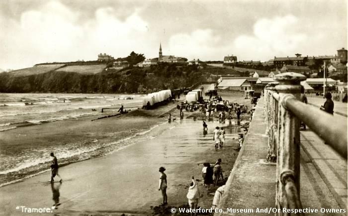 Tramore Strand With Bathing Machines In The Background