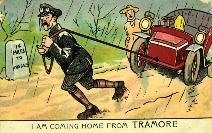 Novelty Post Card, Man Pulling A Car