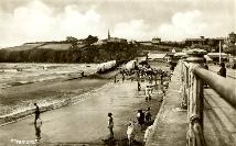 Tramore Strand With Bathing Machines In The Background